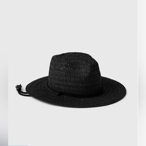 GAP Black Straw Hat with drawstring
